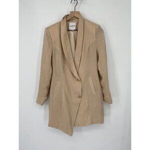 AKARISE GOLD METALLIC 2 BUTTON Assymetrical Gold Button Blazer Dress LARGE